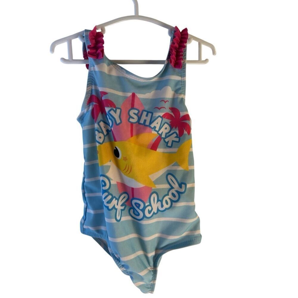 Nickelodeon Pink Fong Baby shark girls swim suit size 3‎ nwot